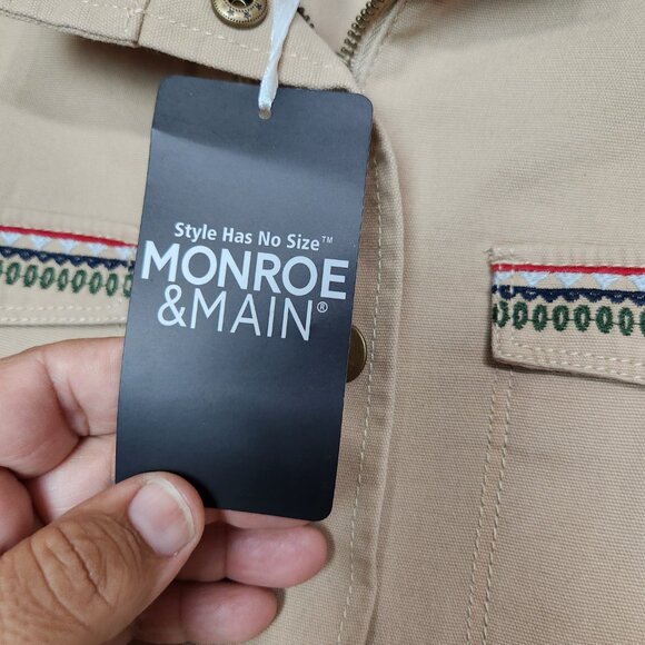 NWT Monroe & Main Women's Brown Button Embroidered Back Military Style Jacket M - Picture 9 of 16